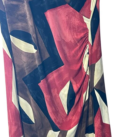Lauren Ralph Lauren Faux Wrap Midi Dress – Abstract Geometric Print – Size M - Picture 3 of 7